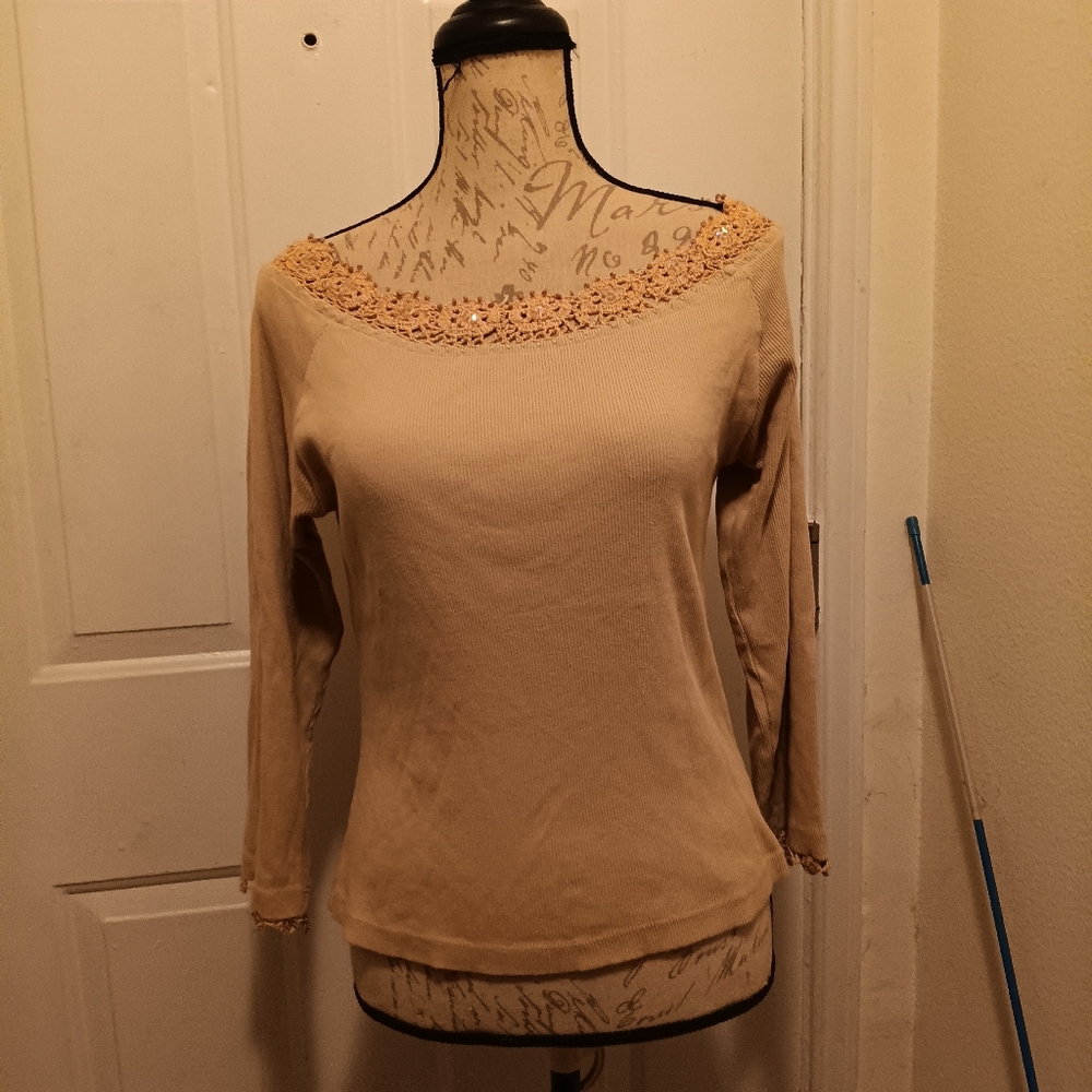 Newport News Tan Knit Top